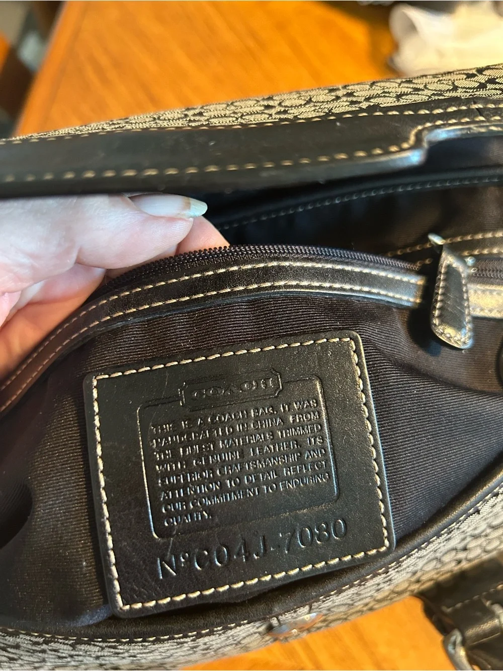 Designer-Style Monogram Shoulder Bag in Brown and Black